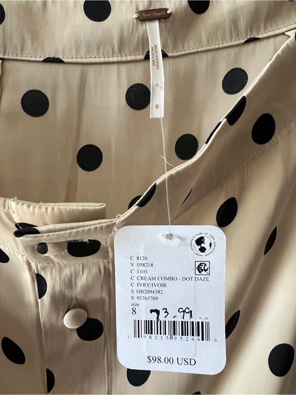 FREE PEOPLE NWT polka dot skirt size 8 - Picture 3 of 8